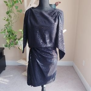 David Meister black sequined cocktail dress